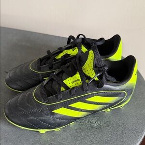 Adidas Kids Black and Neon Yellow Cleats